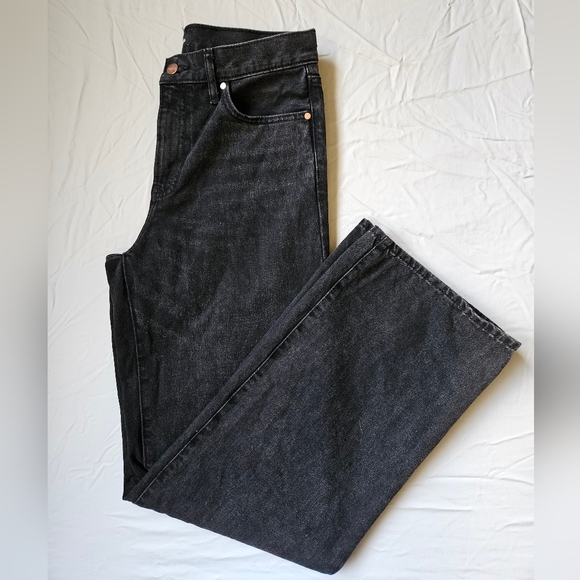 Express High Waisted Washed Black Wide Leg Jeans - Size 4 - Picture 9 of 9